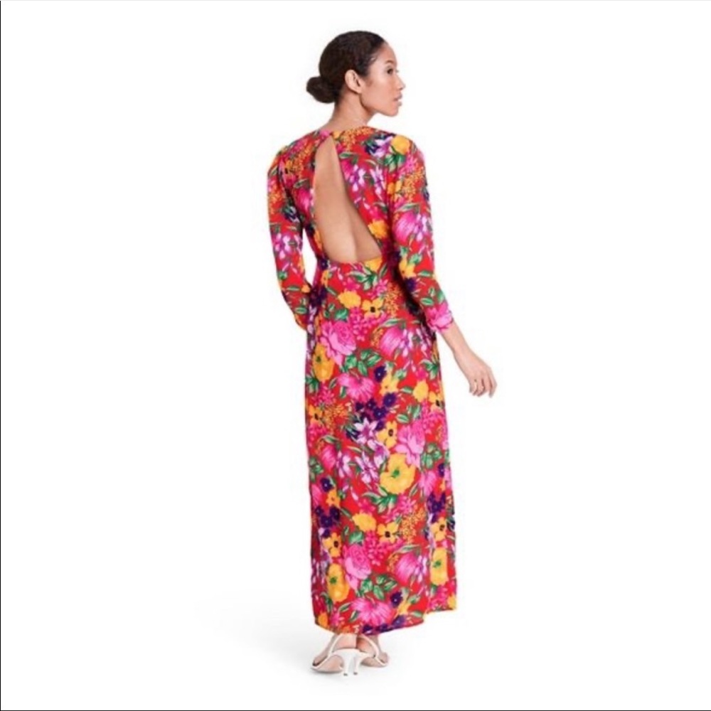 - Floral Open Back Cascade Ruffle Dress - Picture 2 of 3